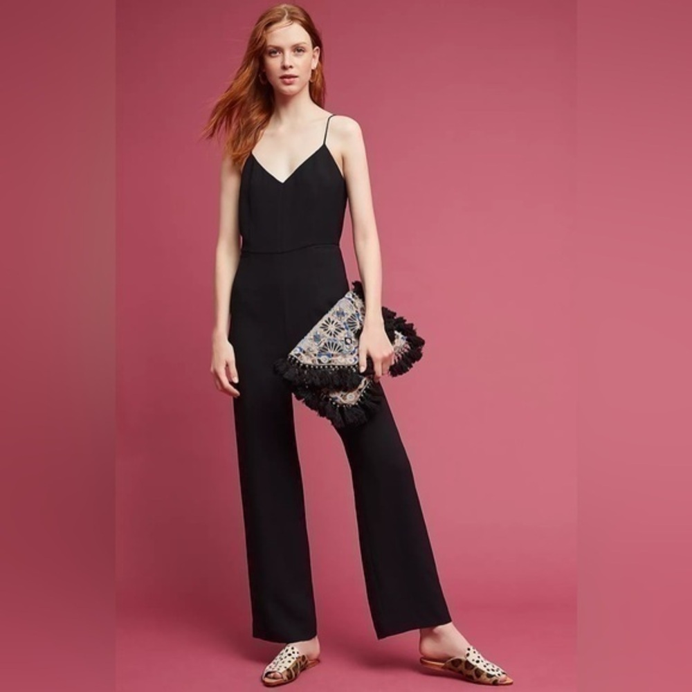 NWT Anthropologie The Essential Black V-neck Jumpsuit 4 AH4